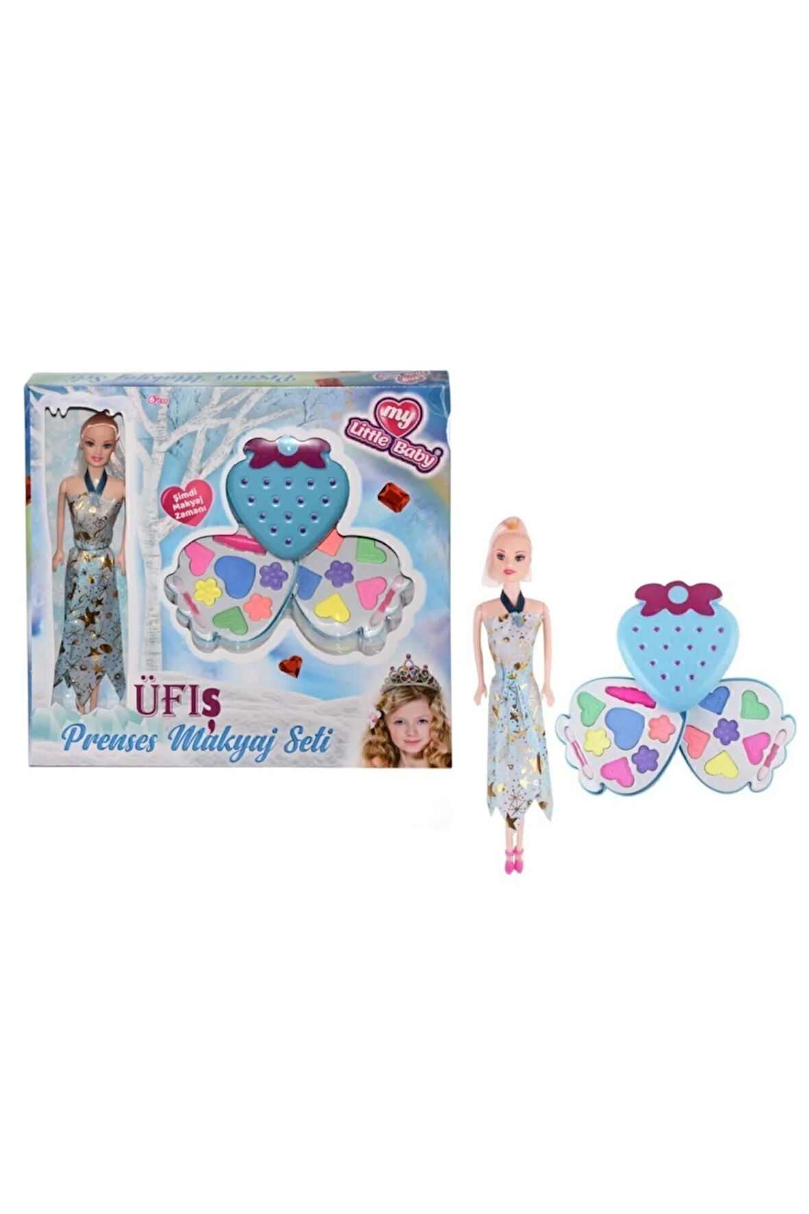 Prenses Bebekli Çilek Kutulu 2 Katmanlı Kız Makyaj Seti Sürülebilir Makyaj Seti
