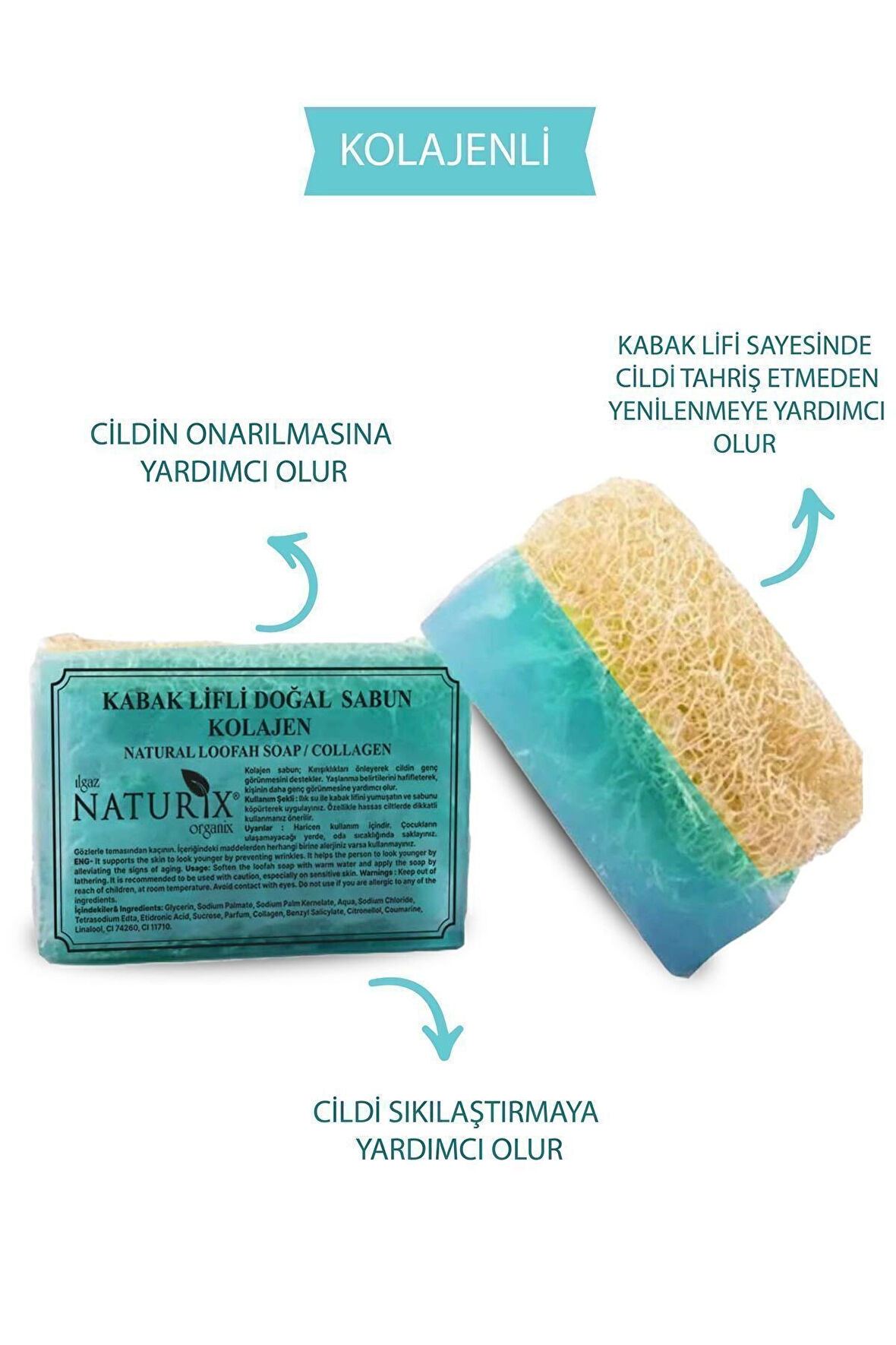 Doğal Kabak Lifli Kolajen Sabun Kırışıklık Önleyici Canlandırıcı Collagen Soap