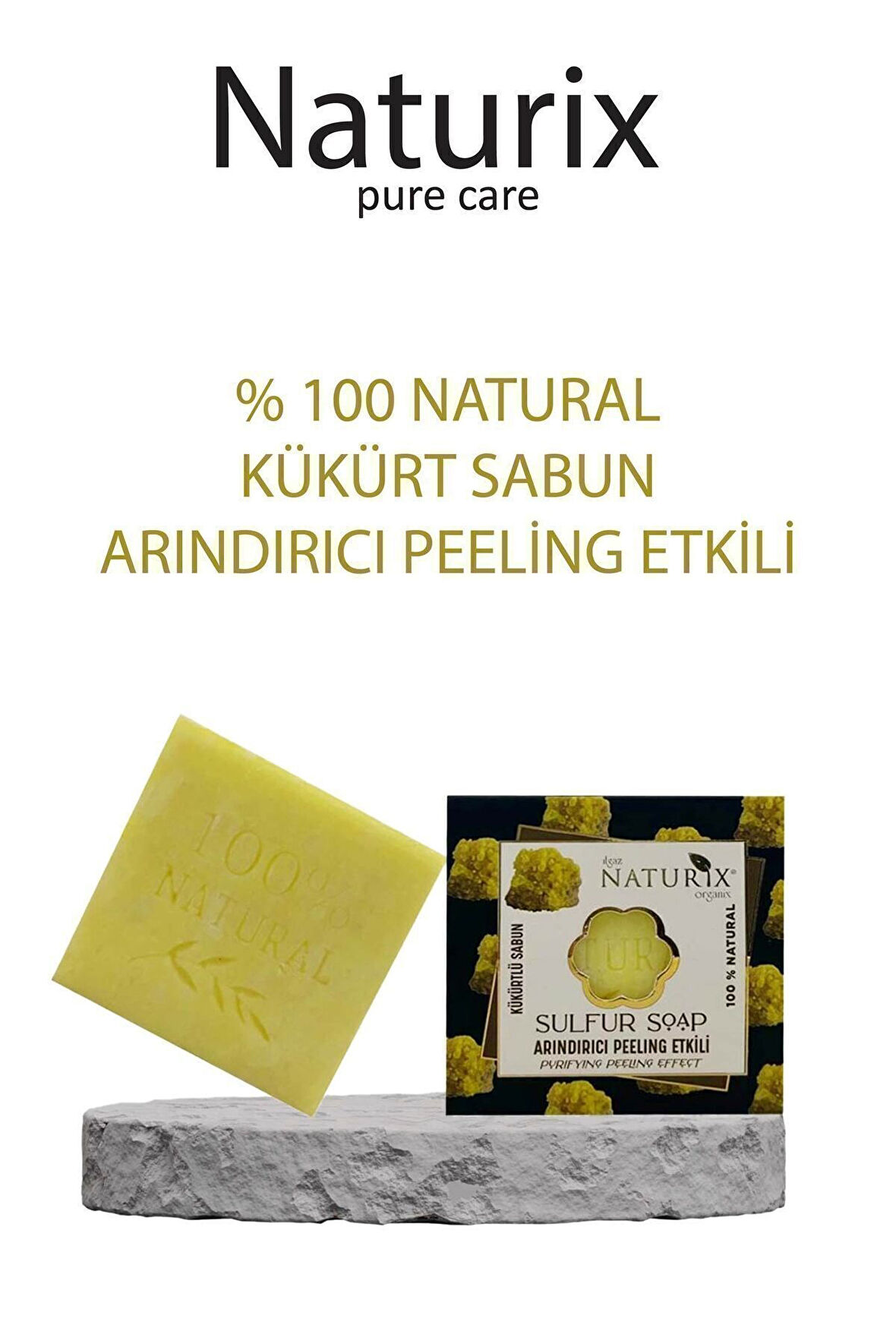 Natural Kükürtlü Sabun Arındırıcı Peeling Etkili Sebium Dengeleyici %100 Doğal