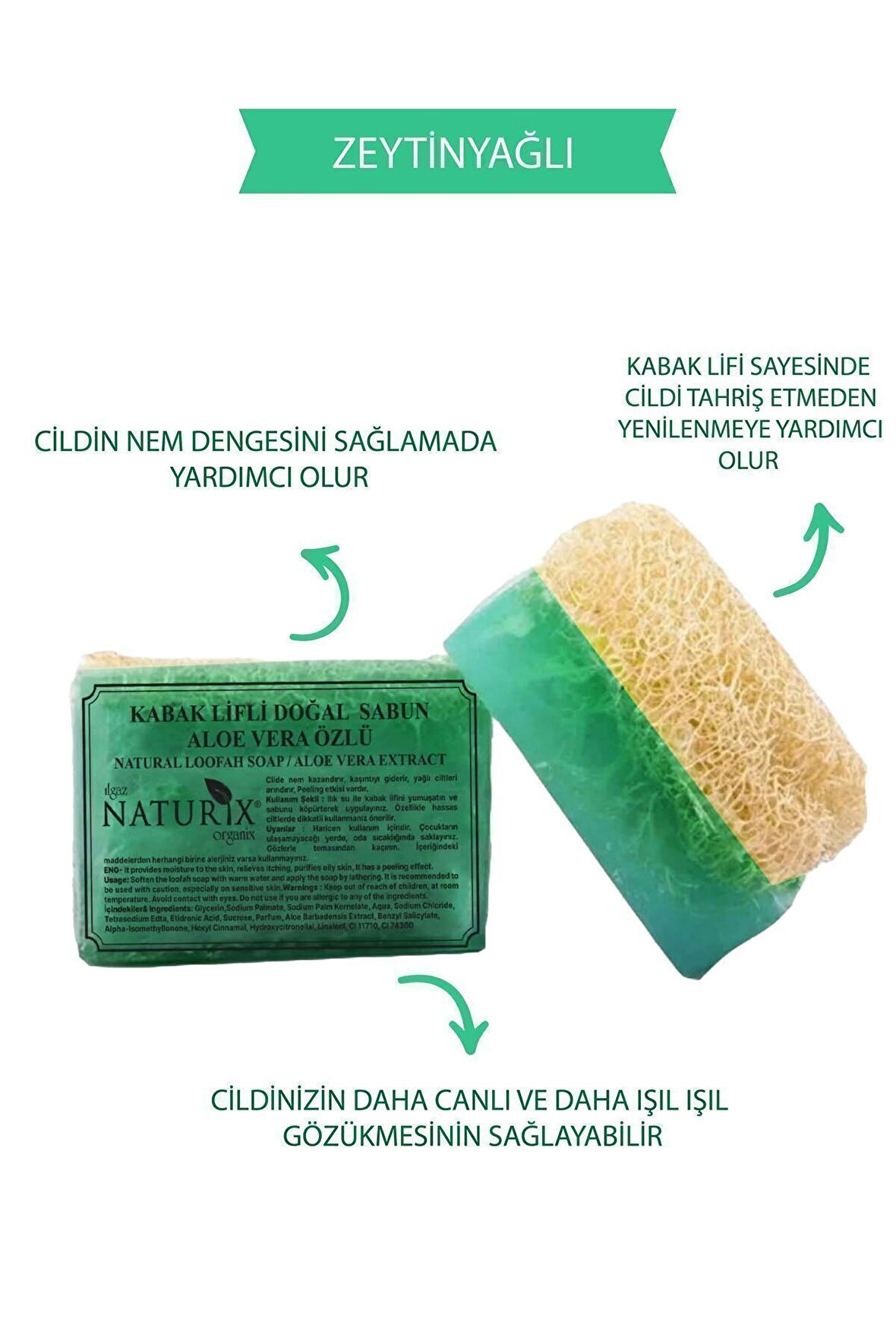 Doğal Kabak Lifli Zeytinyağlı Sabun Nemlendirici Arındırıcı Peeling Etkili Olive Oil Soap 130 Gr