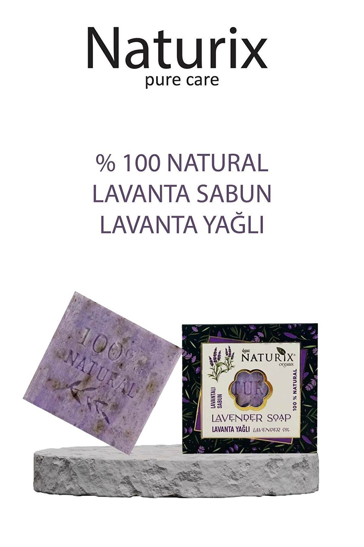 Natural Lavantalı Sabun Arındırıcı Akne Kurutucu Onarıcı Cilt Ve Saç İçin %100 Doğal Lavender Soap