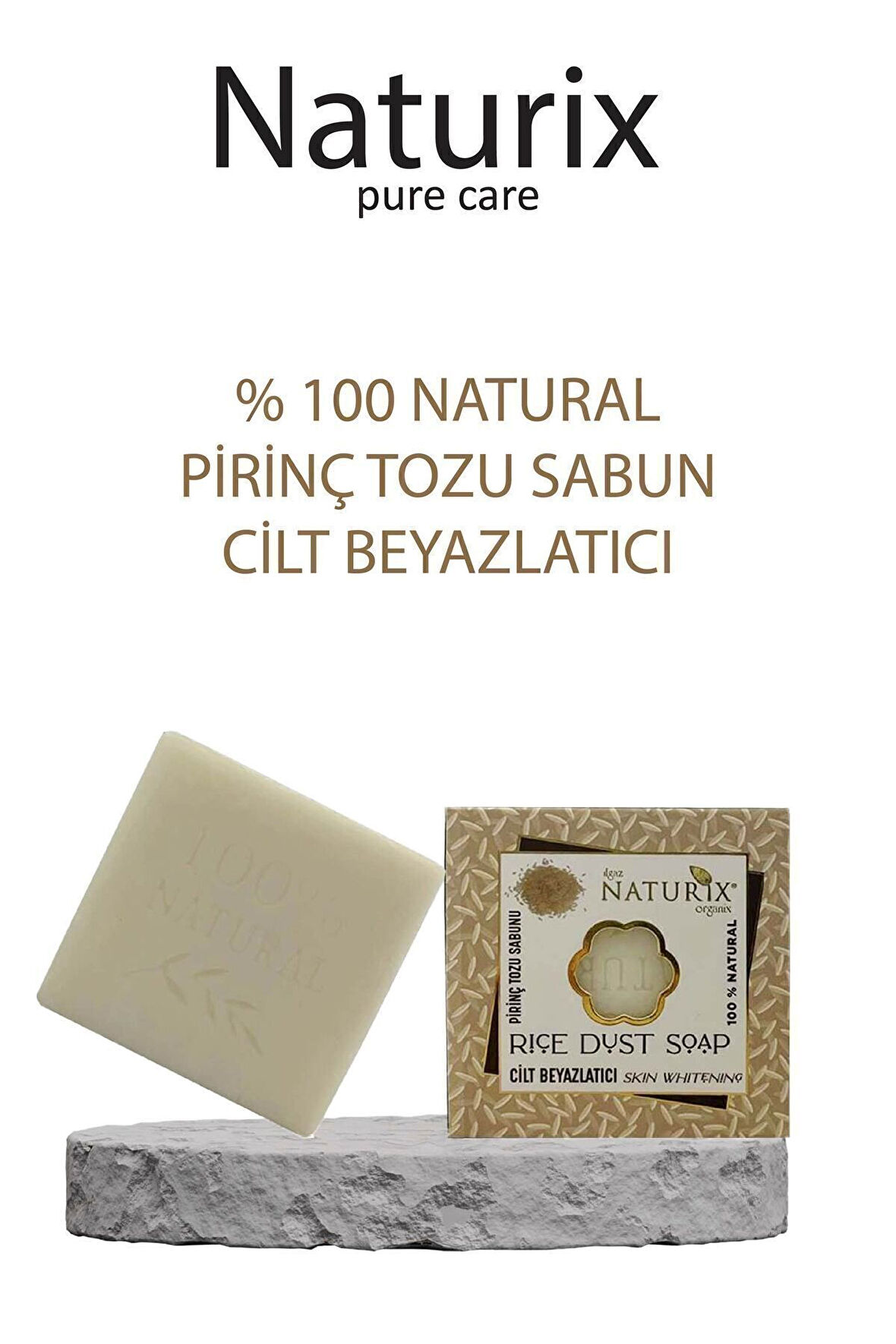 Natural Pirinç Tozu Sabun Cilt Beyazlatıcı Peeling Etkili %100 Doğal