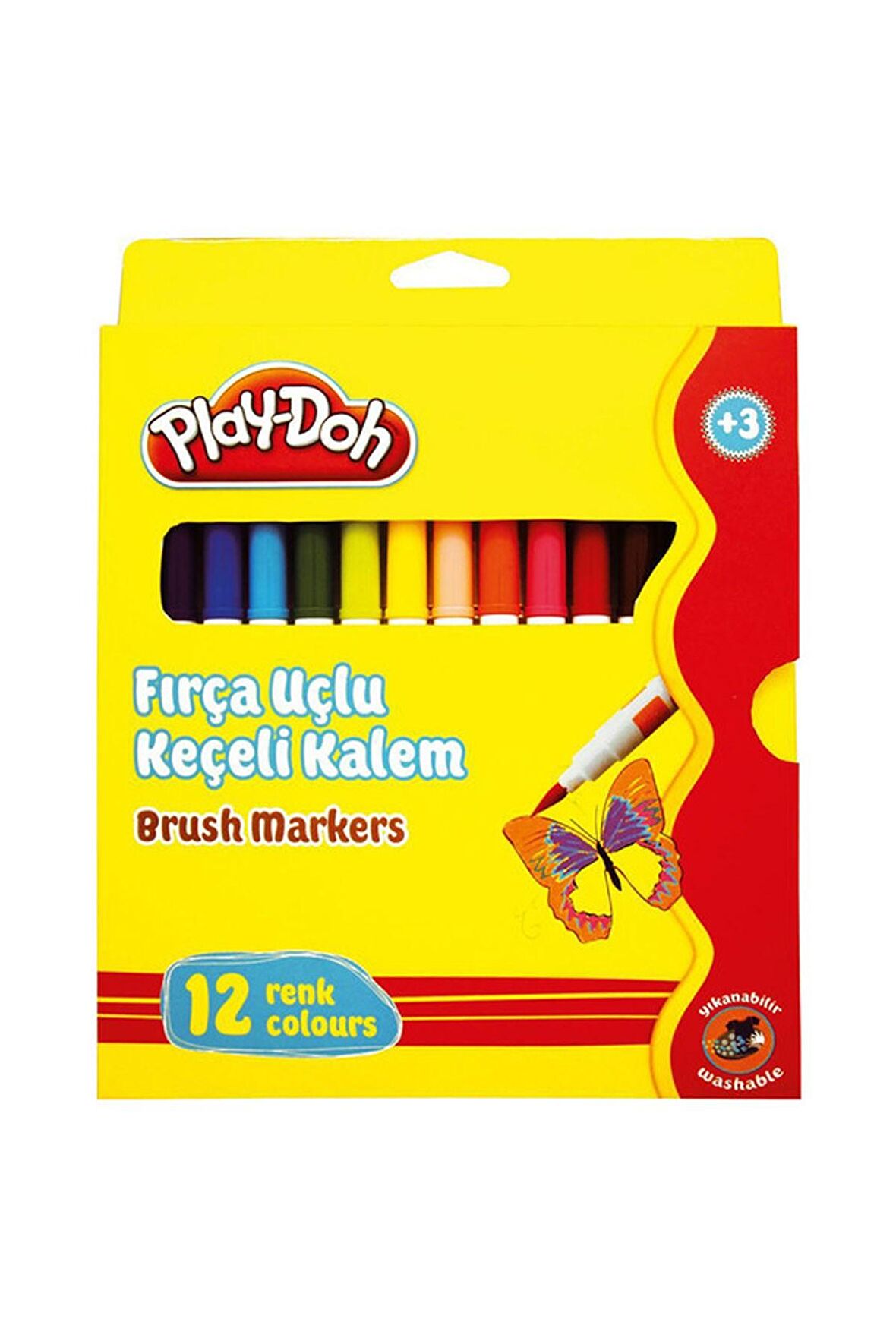 Play-Doh 12 Renk Fırça Uçlu Keçeli Kalem Play-Ke00