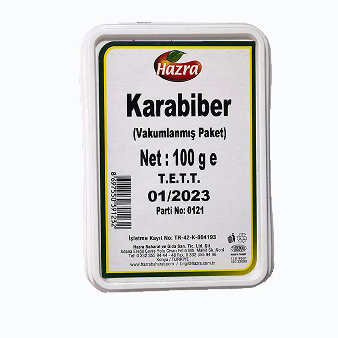 Hazra Karabiber Vakumlanmış Paket 100 g e