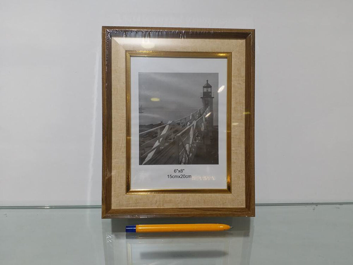 AHŞAP VE KREM Renkli ÇERÇEVE - ALTIN ÇİZGİLİ 15 x 20 cm