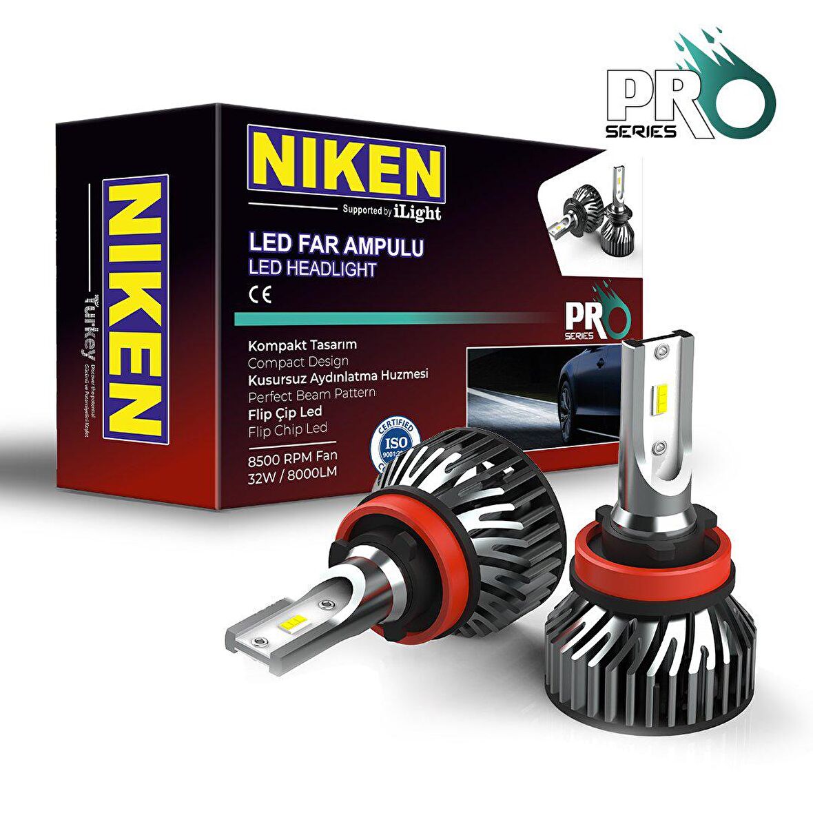 H9 led xenon far aydınlatma seti şimşek etkili niken pro 8000lm