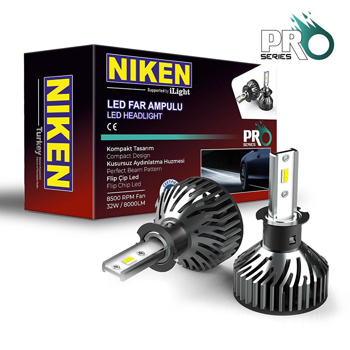 H3 led xenon far aydınlatma seti şimşek etkili niken pro 8000lm