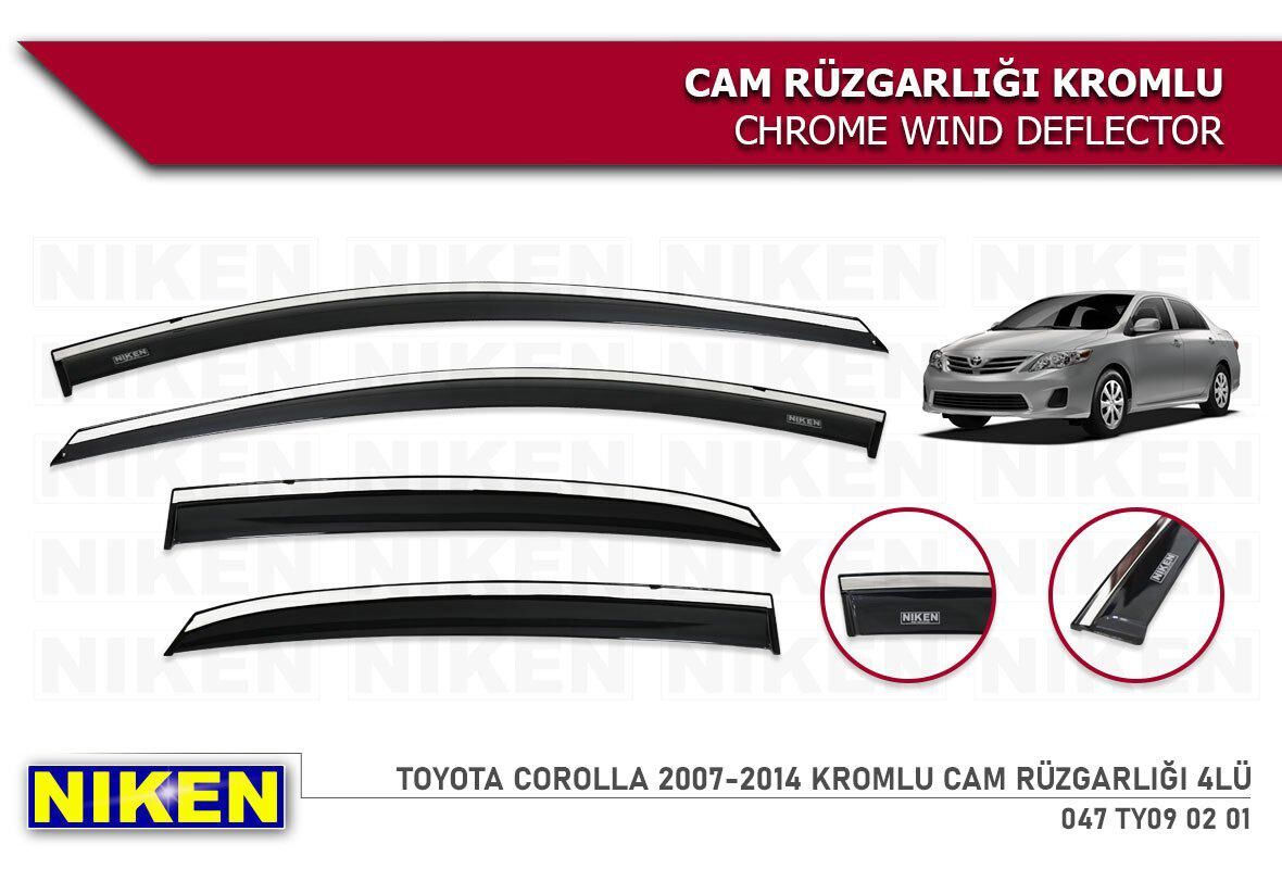 Toyota corolla cam rüzgarlığı kromlu 2007 / 2013 niken