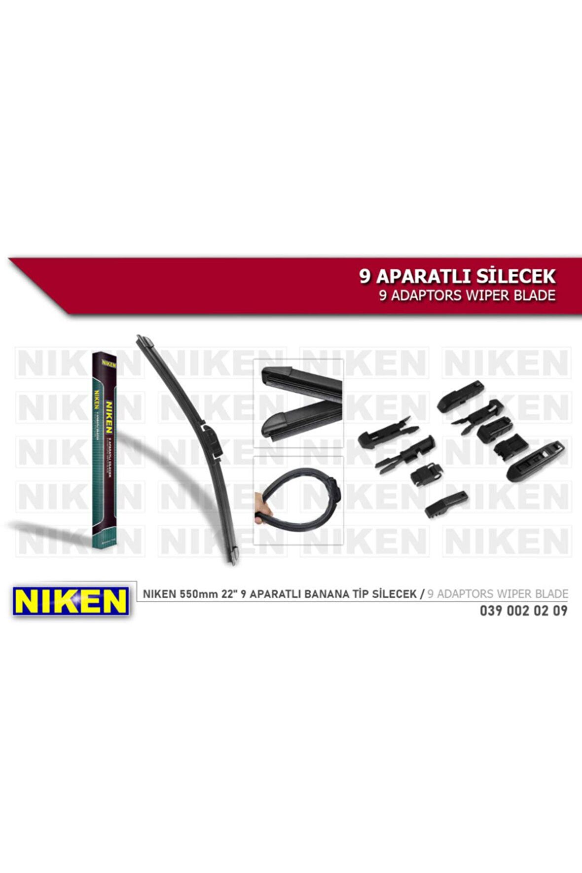 Nıken 550mm 22" 9 Aparatlı Banana Tip Silecek - Clsgarage