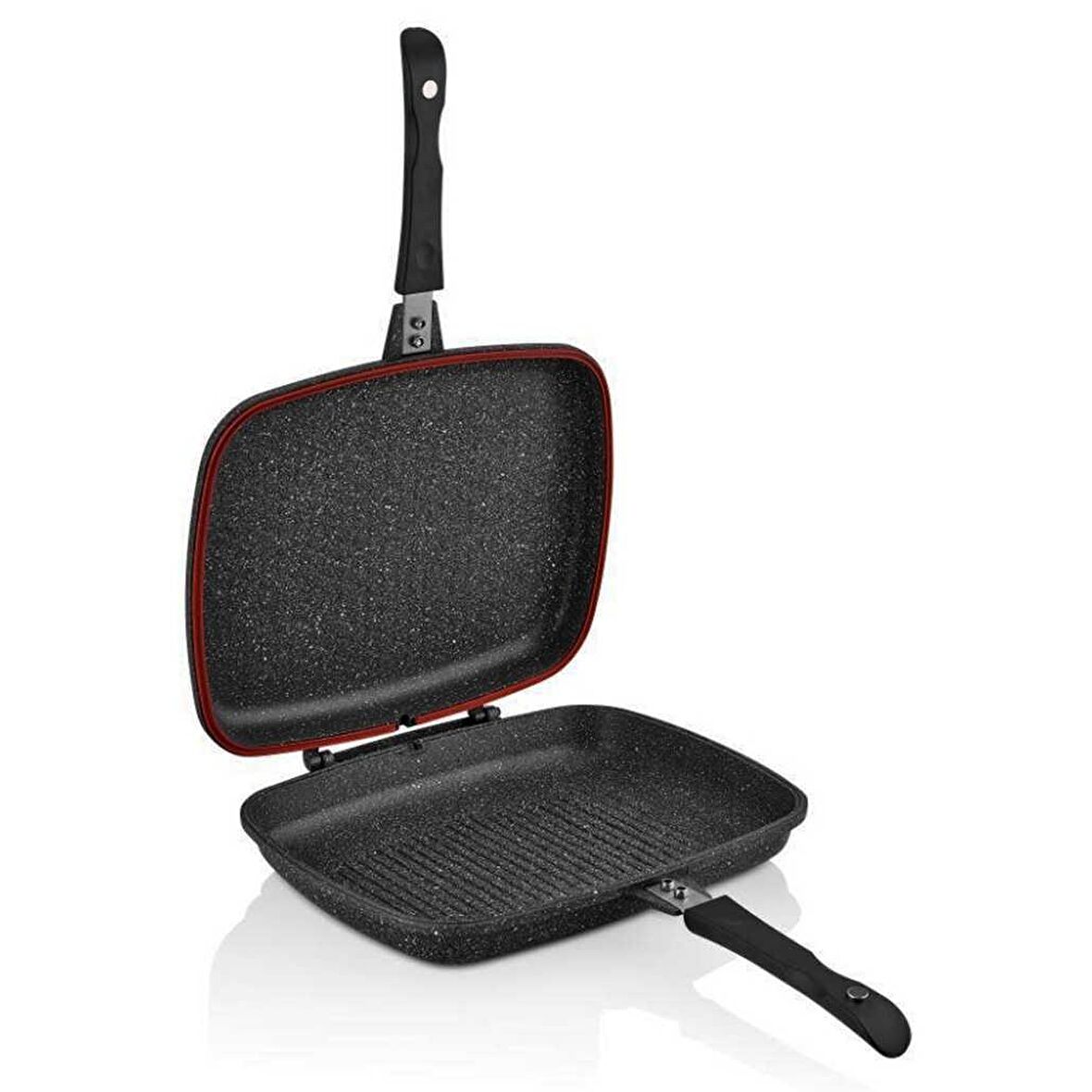 Noble Life 34 Cm Çift Taraflı Kapaklı Smart Granit Tava Siyah