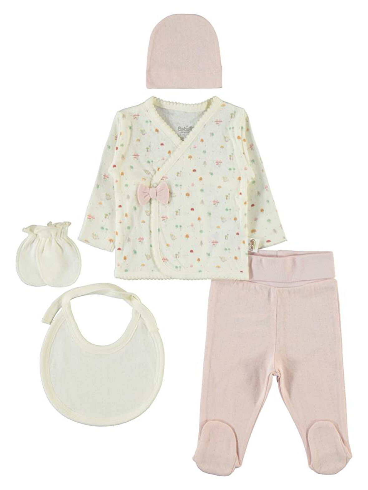 Bebetto Organic Stars and Koalas Zıbın Takımları - Pembe 3-6 Ay