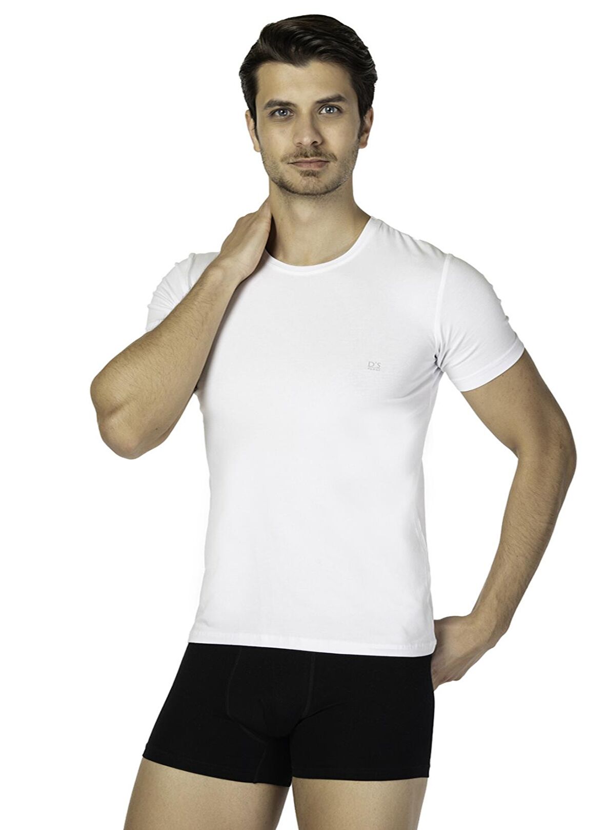 Ds Damat Bisiklet Yaka Düz Beyaz Erkek T-Shirt DS0400
