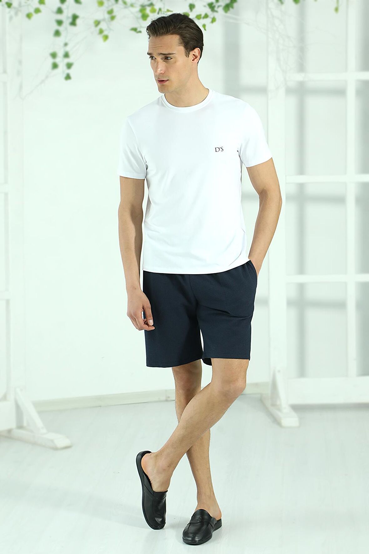 Ds Damat Waffle Şort T-shirt Takım LACİVERT