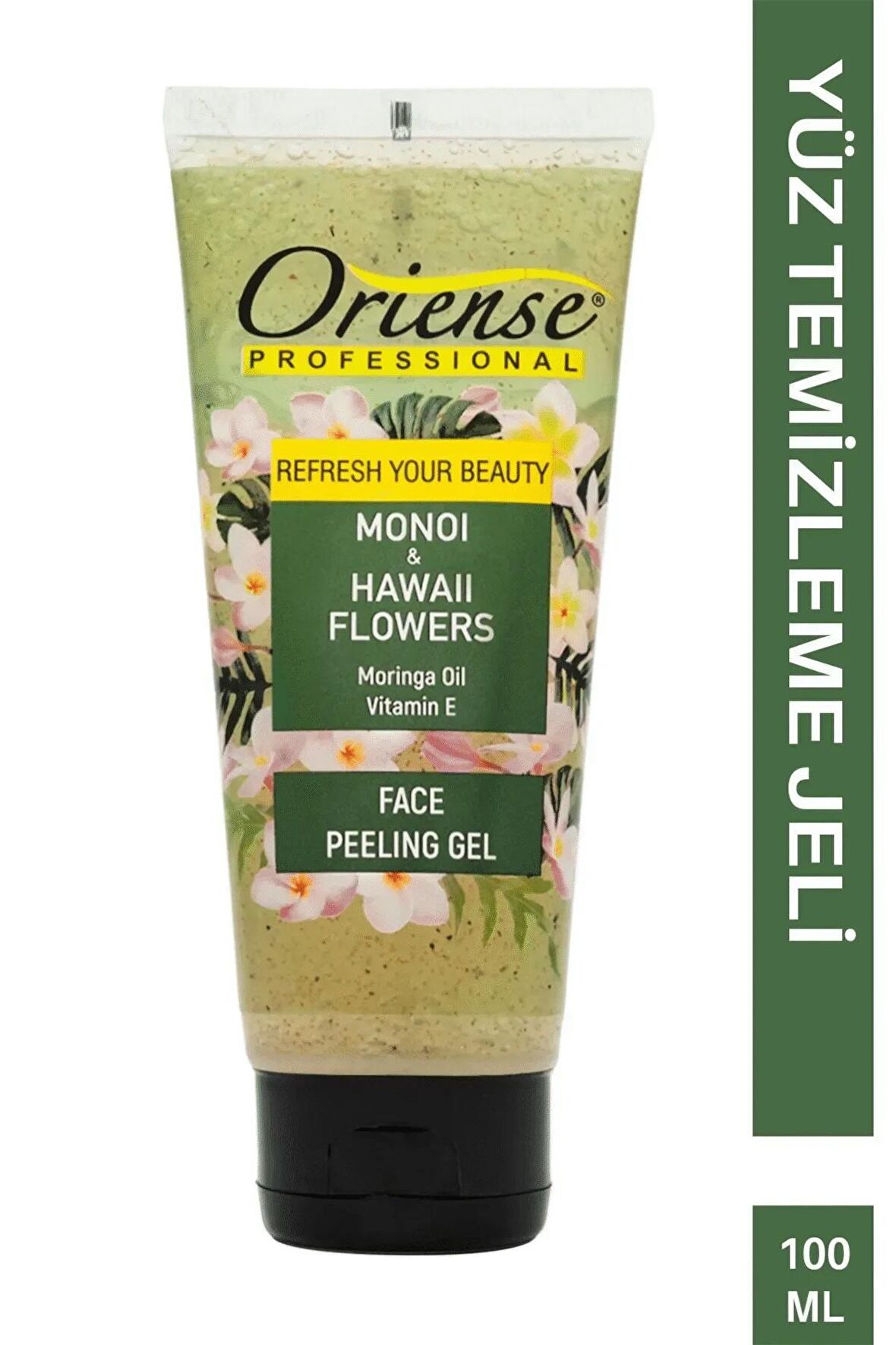 Oriense Monoi & Hawaii Çiçekleri Yüz Temizleme Peeling Jeli, Moringa Yağı ve Kayısı Çekirdeği Özü İçerir