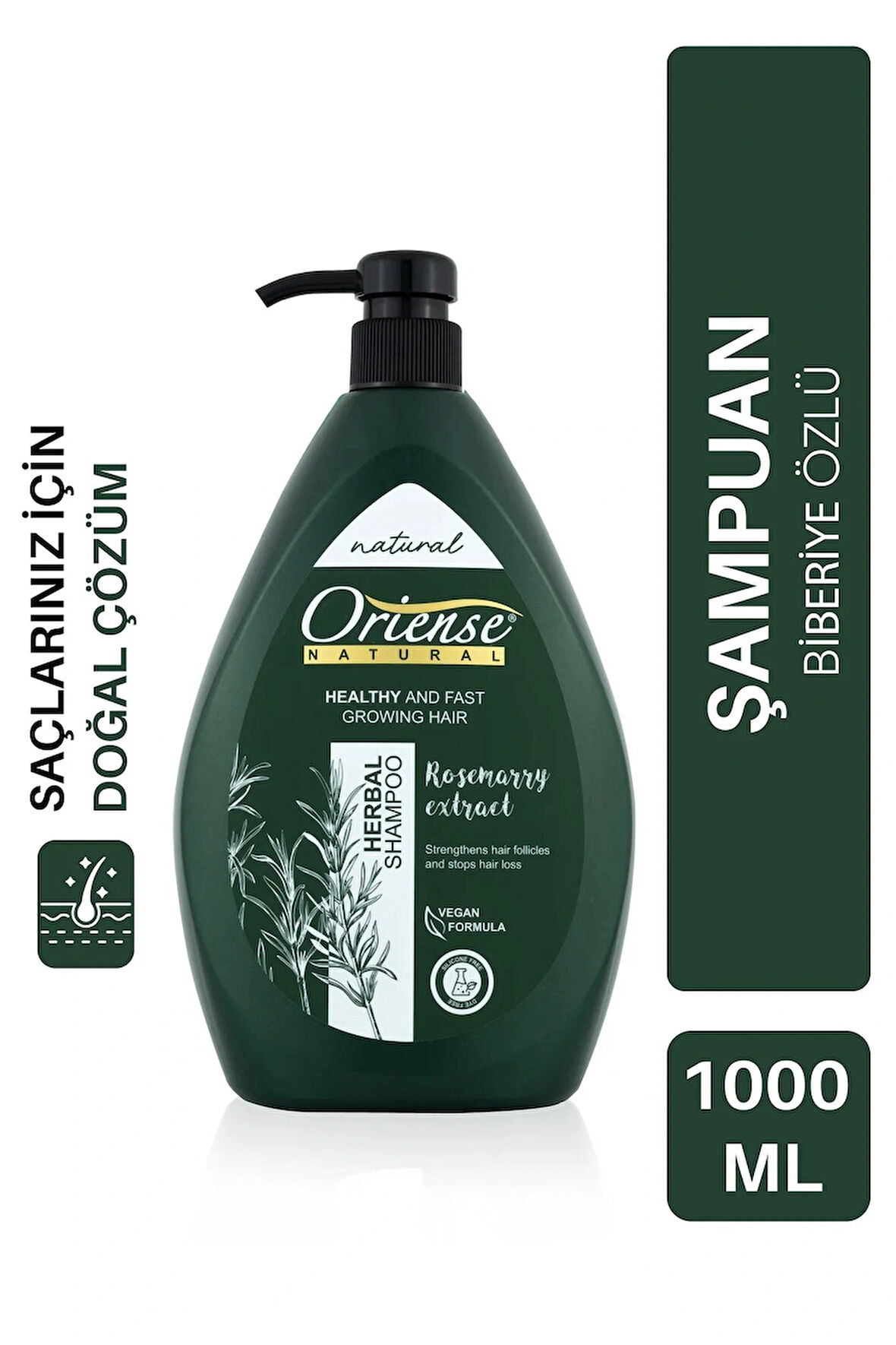 Oriense Natural 1000 ml Herbal Şampuan Biberiye Özü