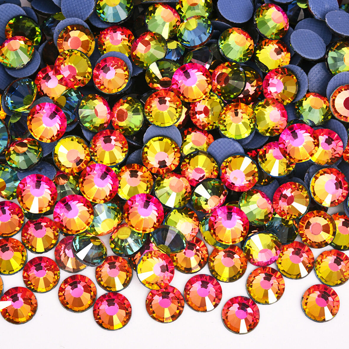 Gymo Premium Kalite Altı Düz Ütü İle Yapışan (Hotfix) Kristal Taş SS16 (3.8-4mm) Rainbow (10 Gross - 1440 Adet)
