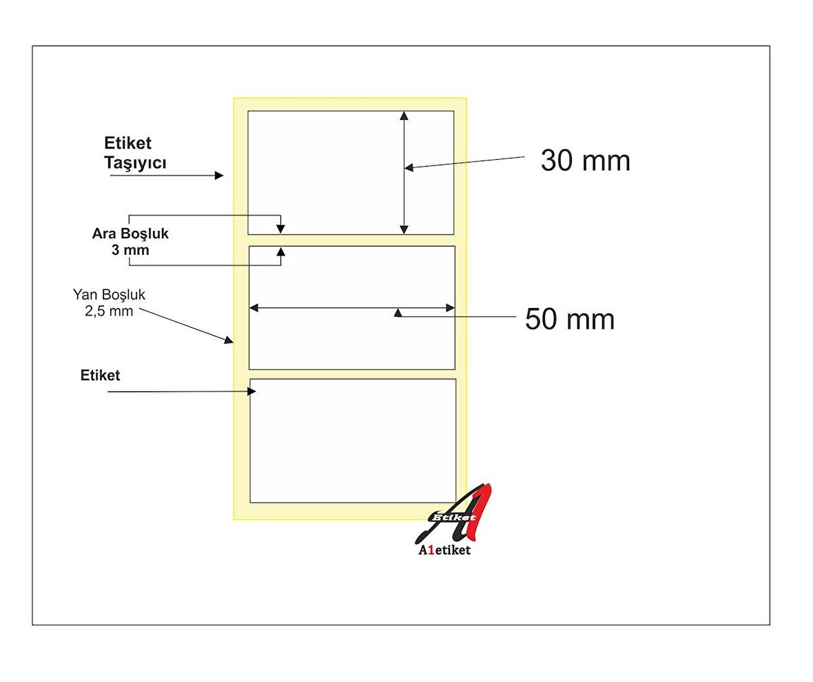 PİA Etiket 30 x 50 mm 1.000 Adet Termal Barkod Etiketi 1000 Sarımlı