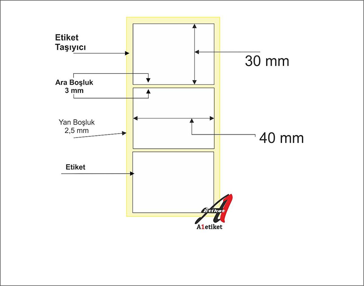 PİA Kuşe Etiket 30 x 60 mm 10.000 Adet Kuşe Barkod Etiketi 1000 Sarımlı 10 Rulo