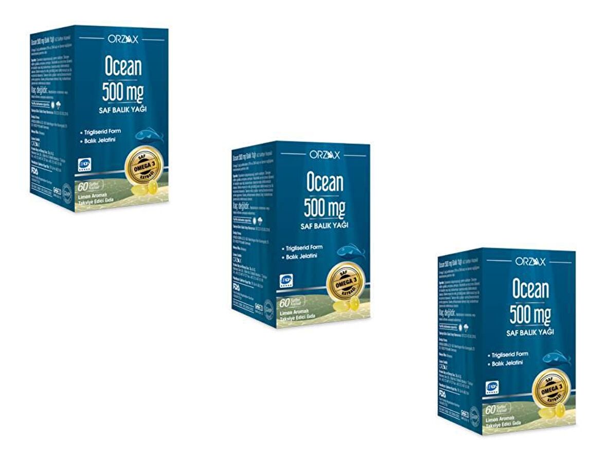 OCEAN 500 MG SAF BALIK YAĞI 60 KAPSÜL 3'LÜ PAKET