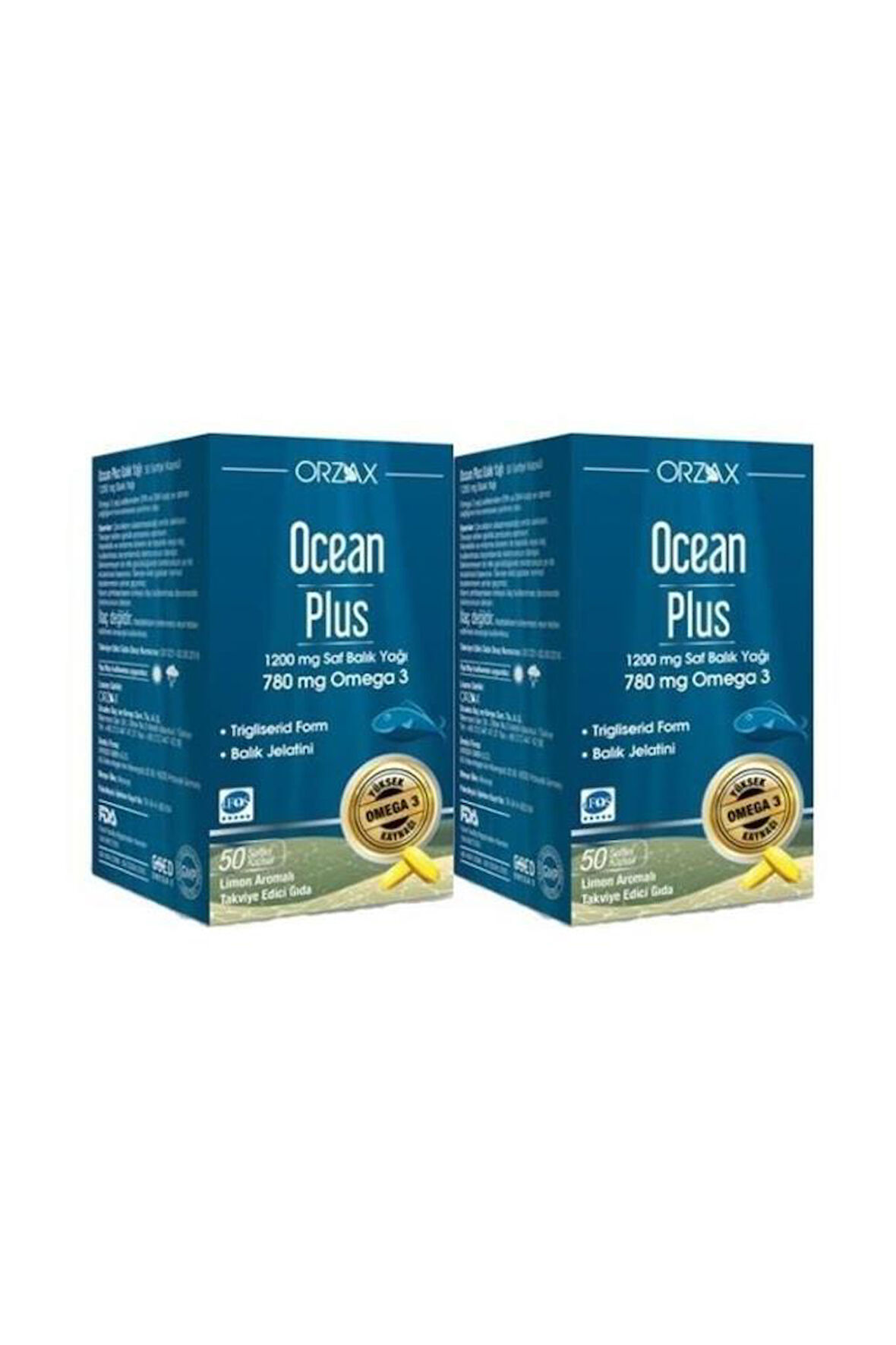 Ocean Plus 1200 mg Omega3 Balık Yağı 50 kapsül  2 Adet 