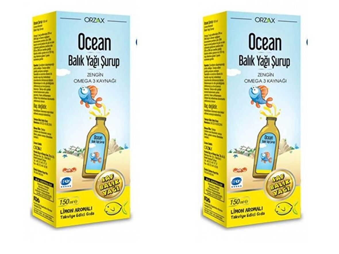 OCEAN BALIK YAĞI ŞURUBU LİMON AROMALI 150 ML 2'Lİ PAKET