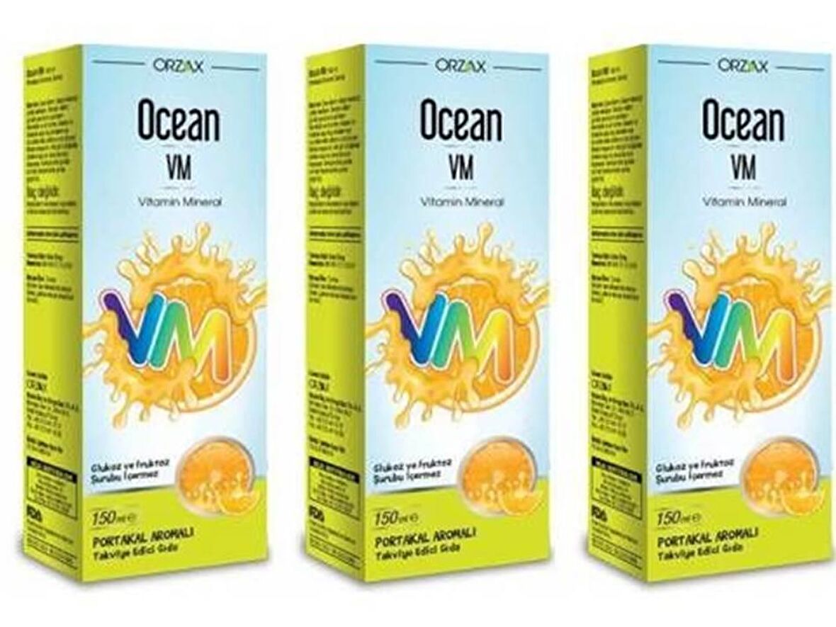 Ocean VM Vitamin Mineral Portakal Aromalı Şurup 150ml x 3 Adet