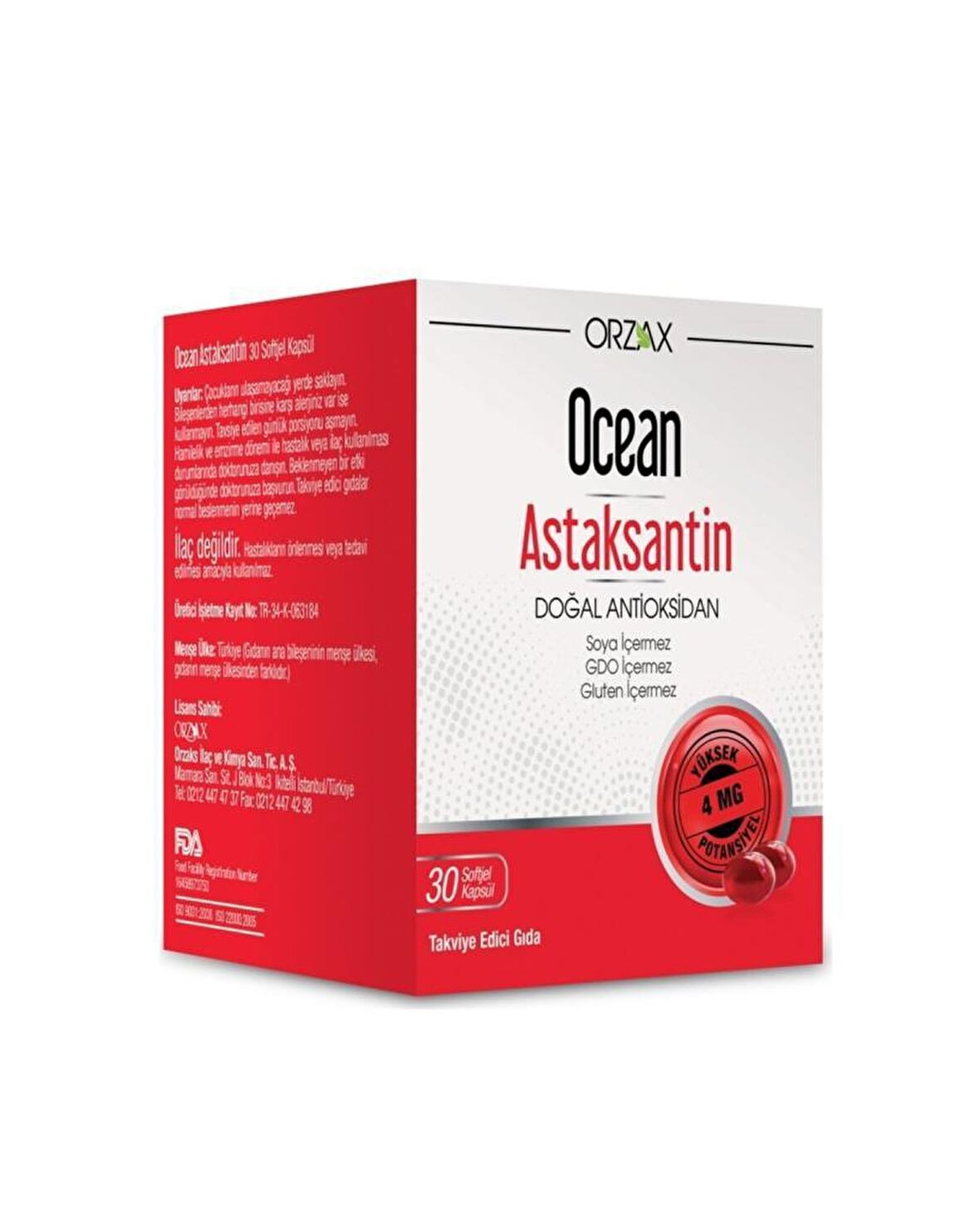 Orzax Ocean Astaksantin 30 Kapsül