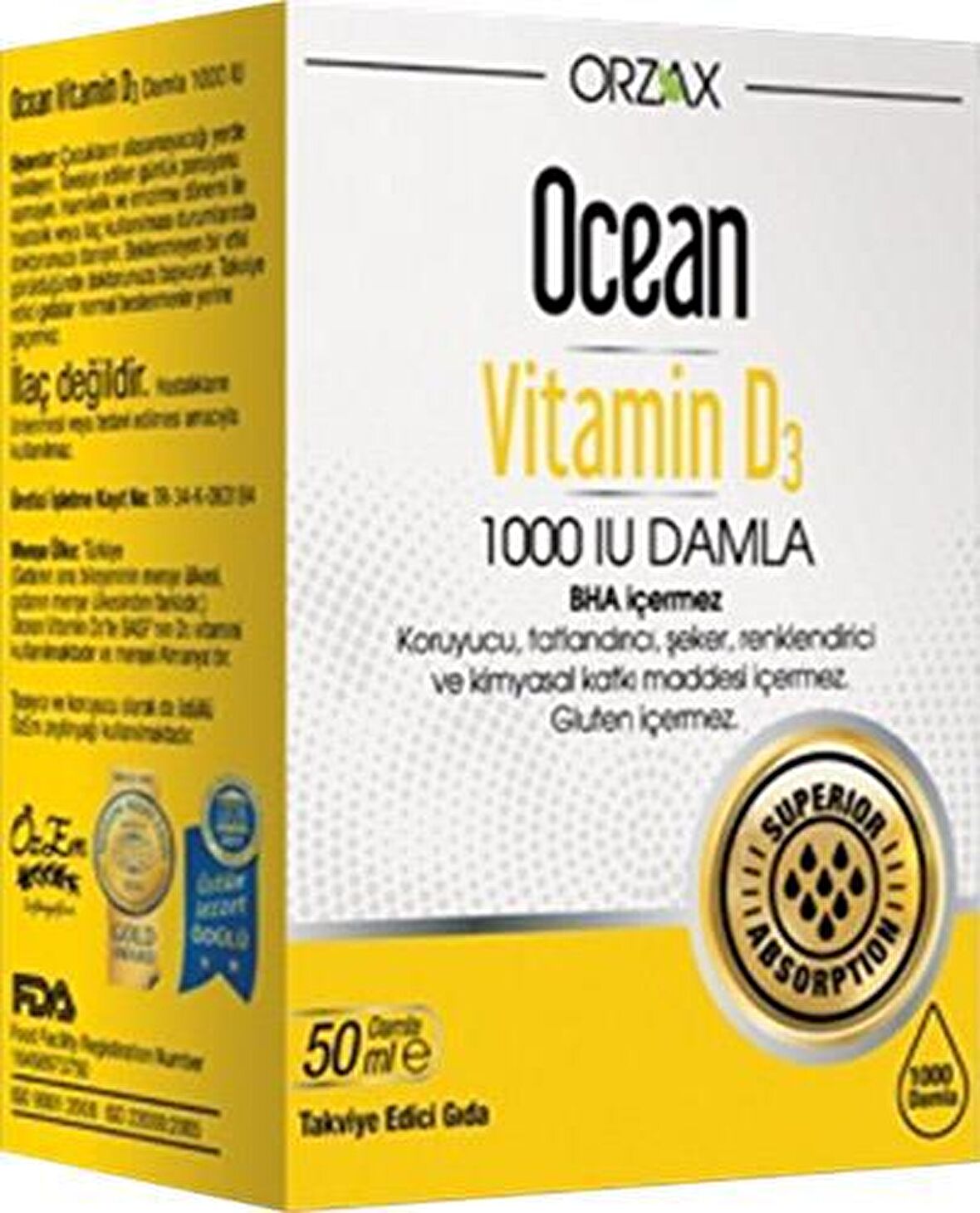 Orzax Ocean Vitamin D3 1000 IU Damla 50 ml