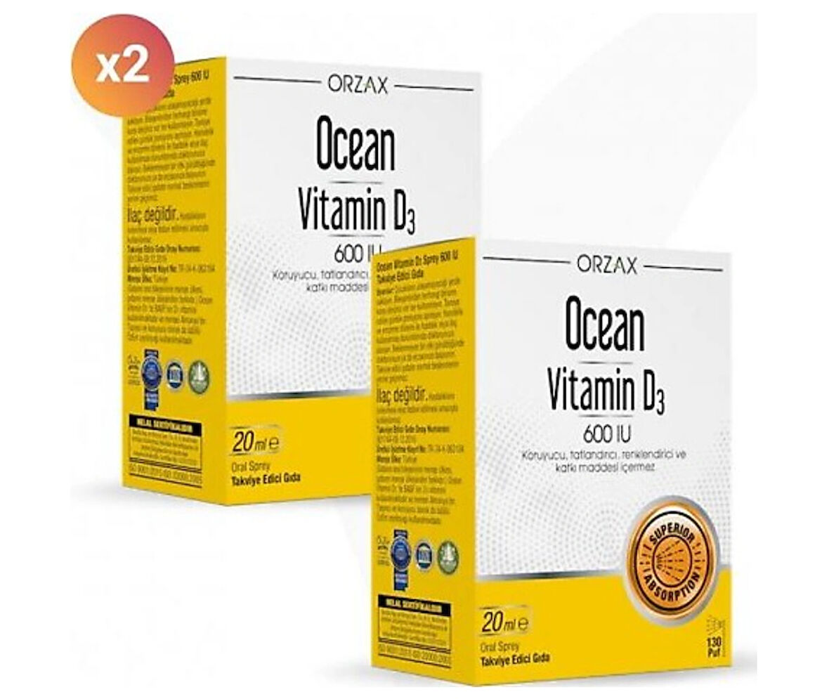 Ocean Vitamin D3 600 IU Sprey 20 ml 2 Adet