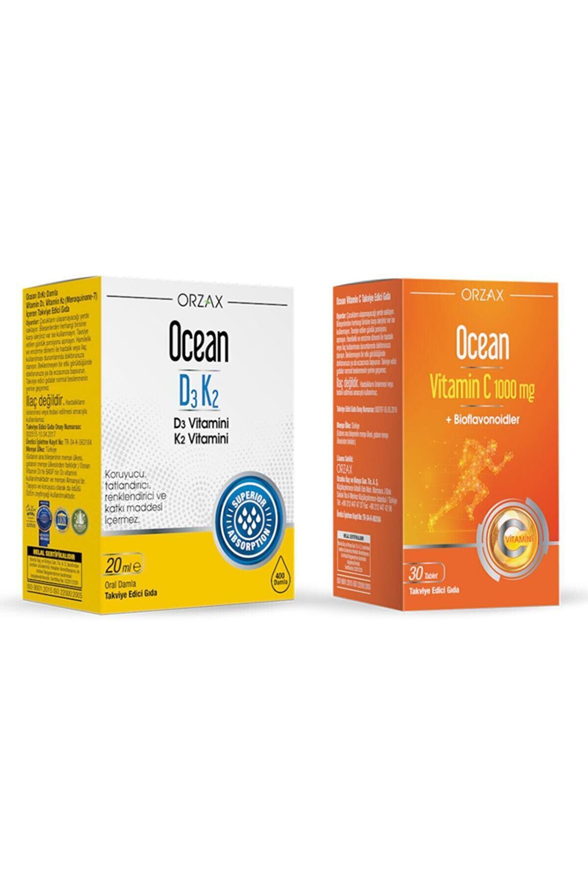 Ocean D3 K2 Damla 20 Ml + Ocean Vitamin C 1000 Mg 30 Tablet