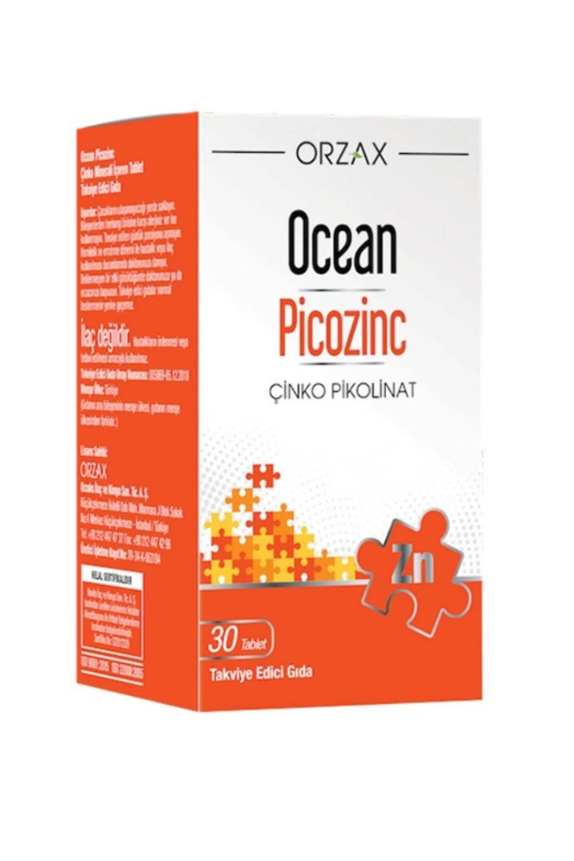 Orzax Ocean Picozinc Takviye Edici Gıda 30 Kapsül