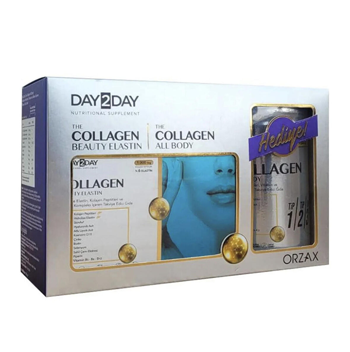 DAY2DAY Collagen Beauty Elastin 30 Tablet + Day2Day Collagen All Body 100 gr Hediye