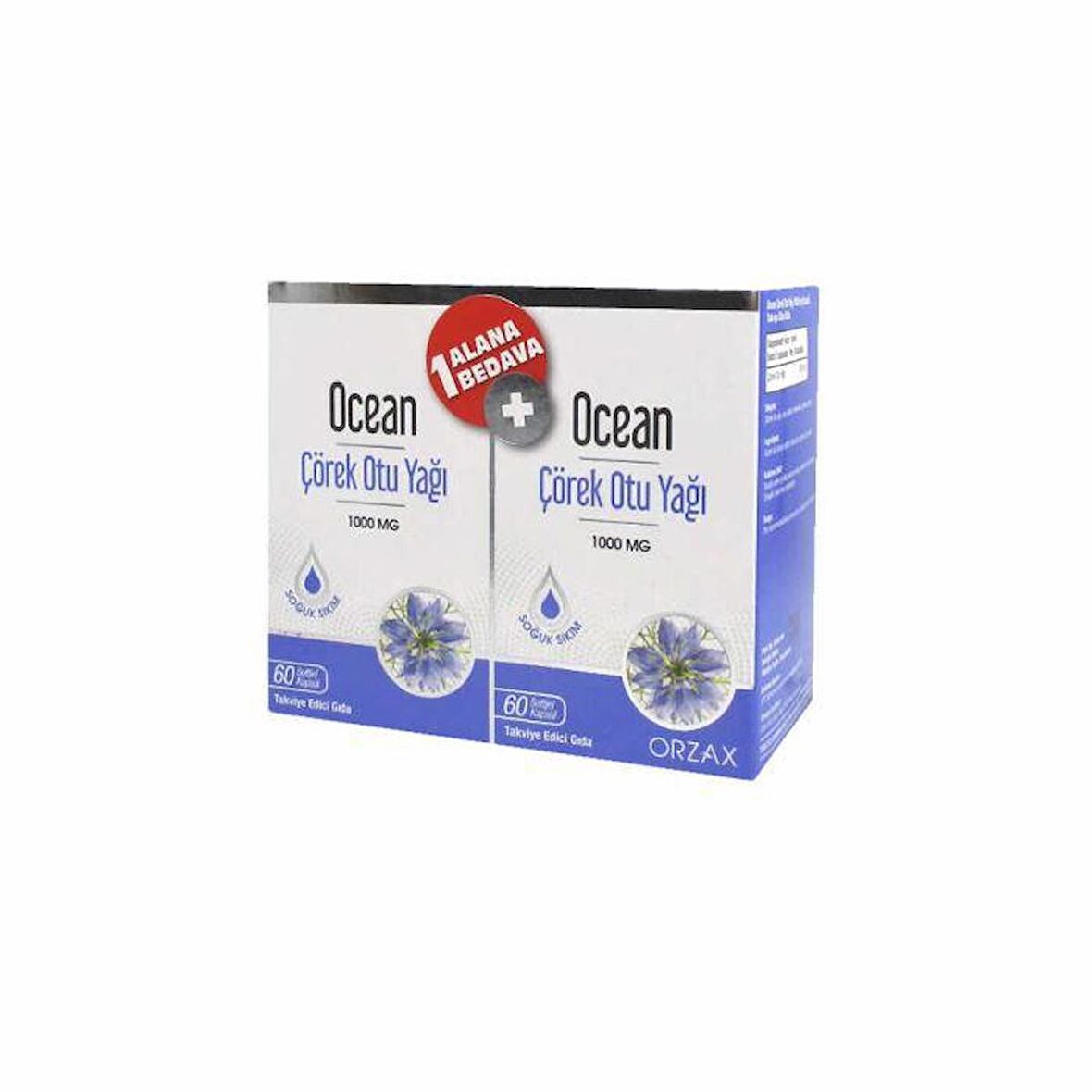 Orzax Ocean Çörek Otu Yağı 1000 mg 60 Kapsül 1+1 Hediyeli
