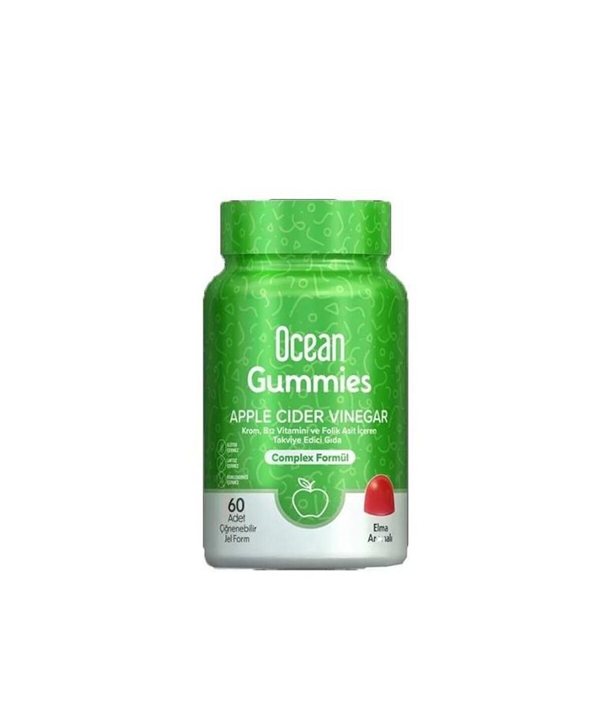 Ocean Gummies Apple Cider Vinegar 60 Çiğnenebilir Jel Form