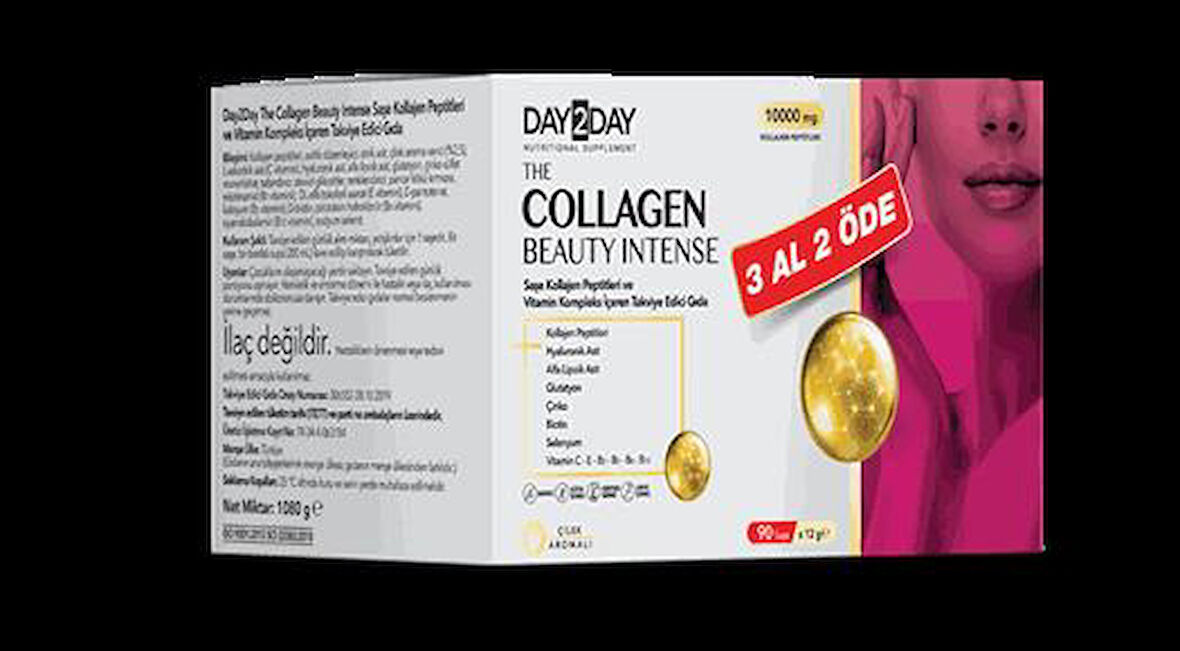 DAY 2 DAY THE COLLEGEN BEAUTY ÇİLEK AROMALI 10000 MG 30 SAŞE - 3 AL 2 ÖDE