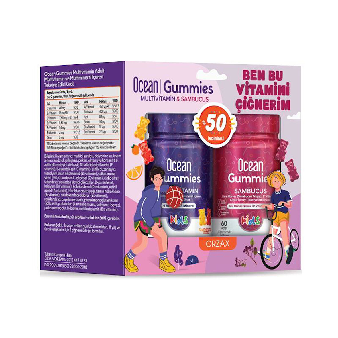 Ocean Gummies Multivitamin + Gummies Sambucus Çiğnenebilir Jel Form