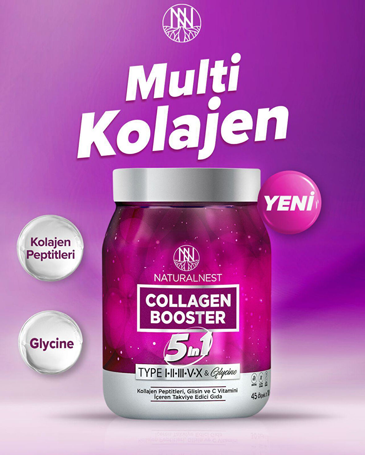 NaturalNest Collagen Booster 5 in 1 Kollajen  450 gr