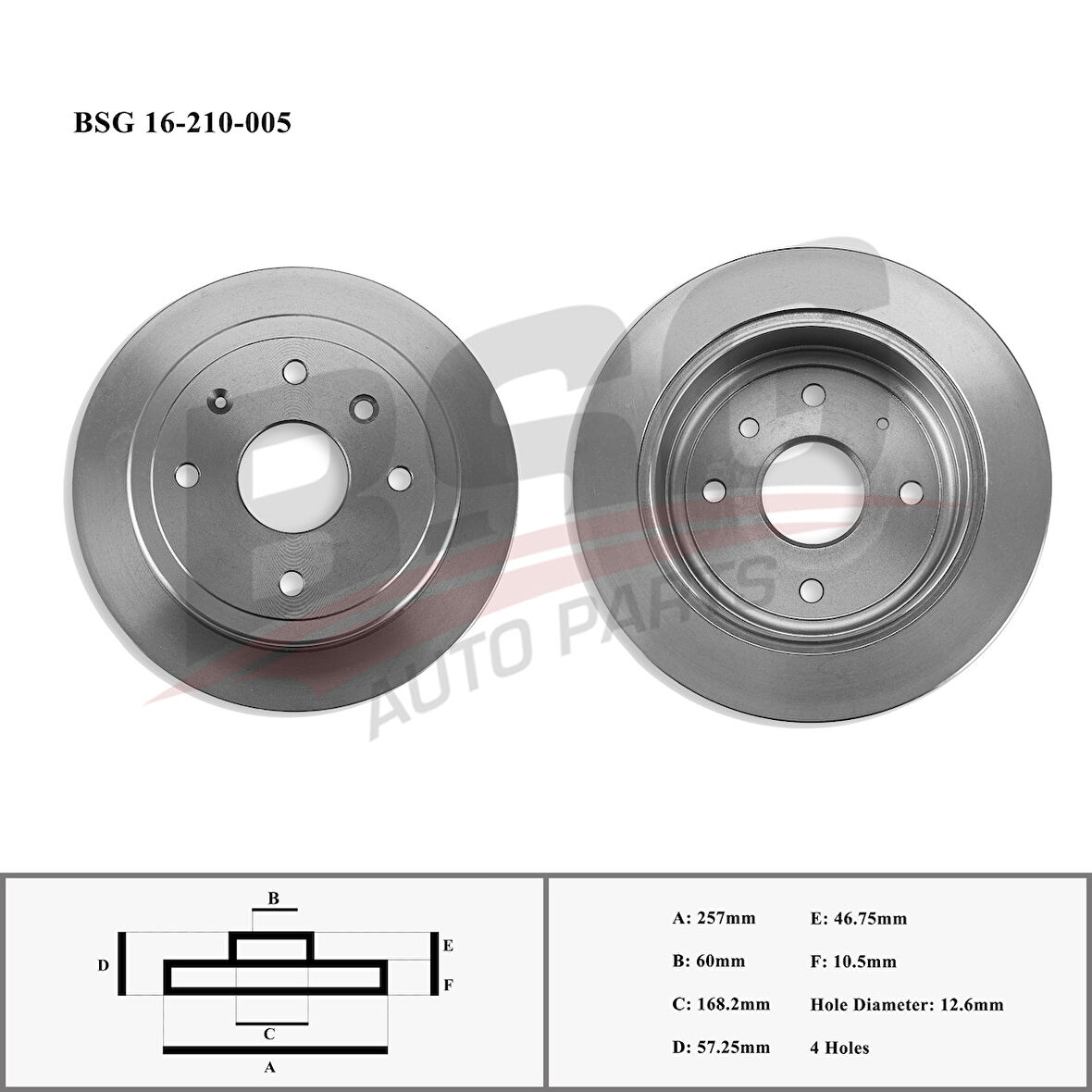 Opel Fren Diski Arka - Adet - Bsg 16-210-005