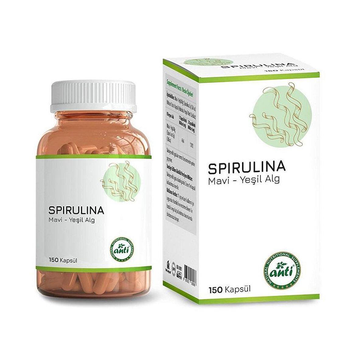 Anti Spirulina Mavi-Yeşil Alg 150 Kapsül