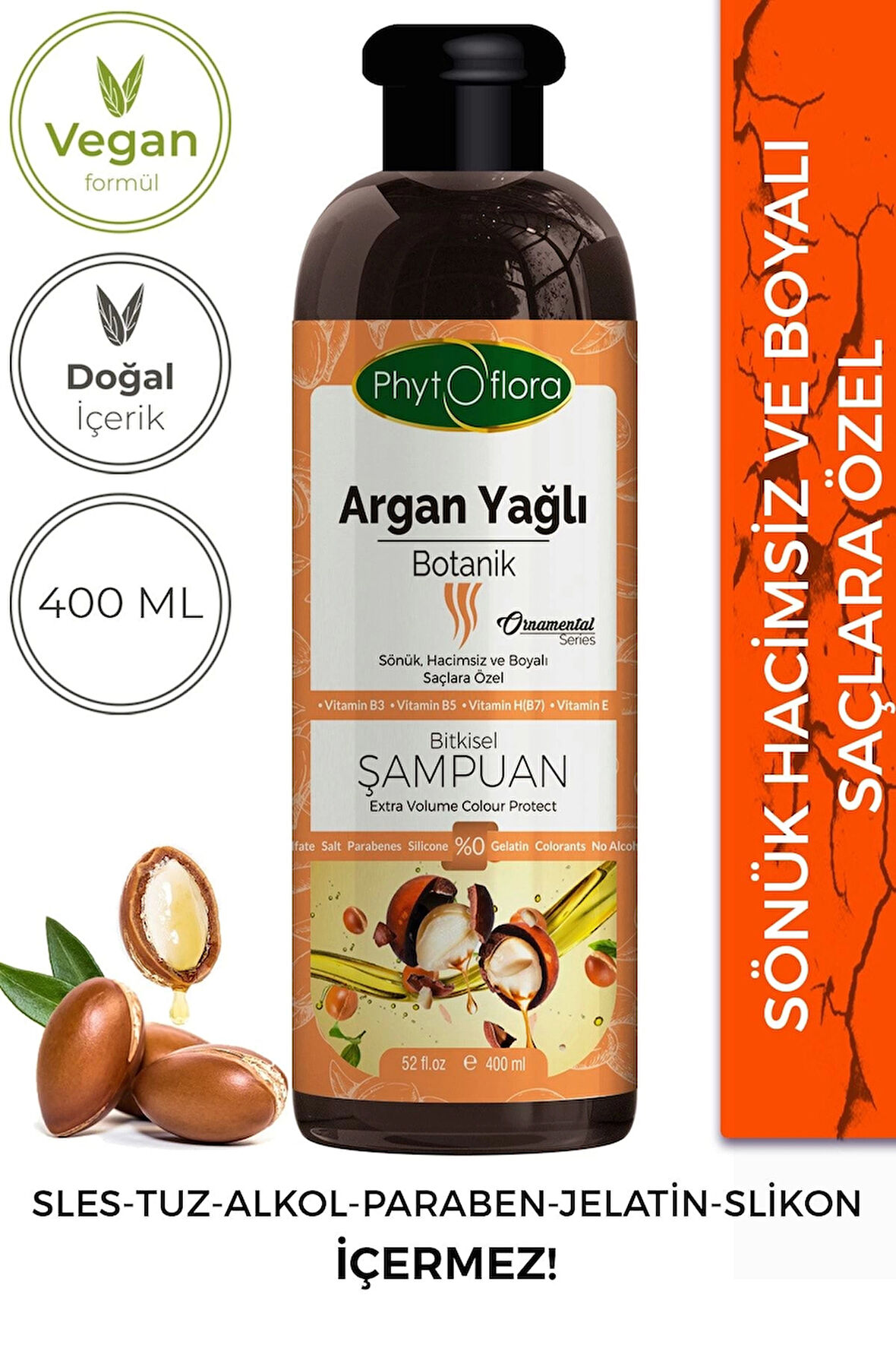 Tuzsuz Hassas Sönük Hacimsiz Ve Boyalı Saçlara Özel Argan Yağlı Bitkisel Şampuan