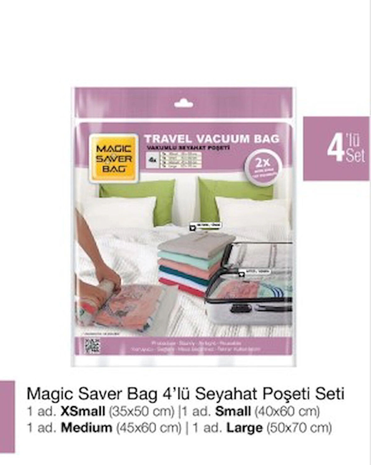 Magic Saver Bag Vakumlu Seyahat Poşeti Seti 4’lü