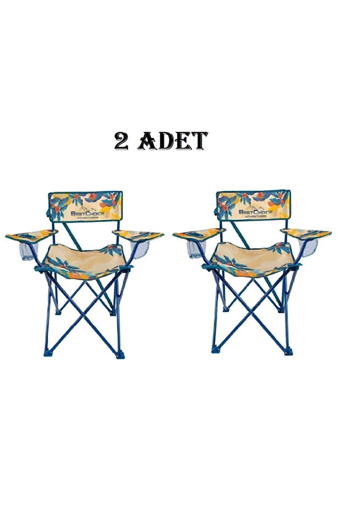 2 Adet Desenli Katlanır Kamp Piknik Sandalyesi Rejisör Koltuğu