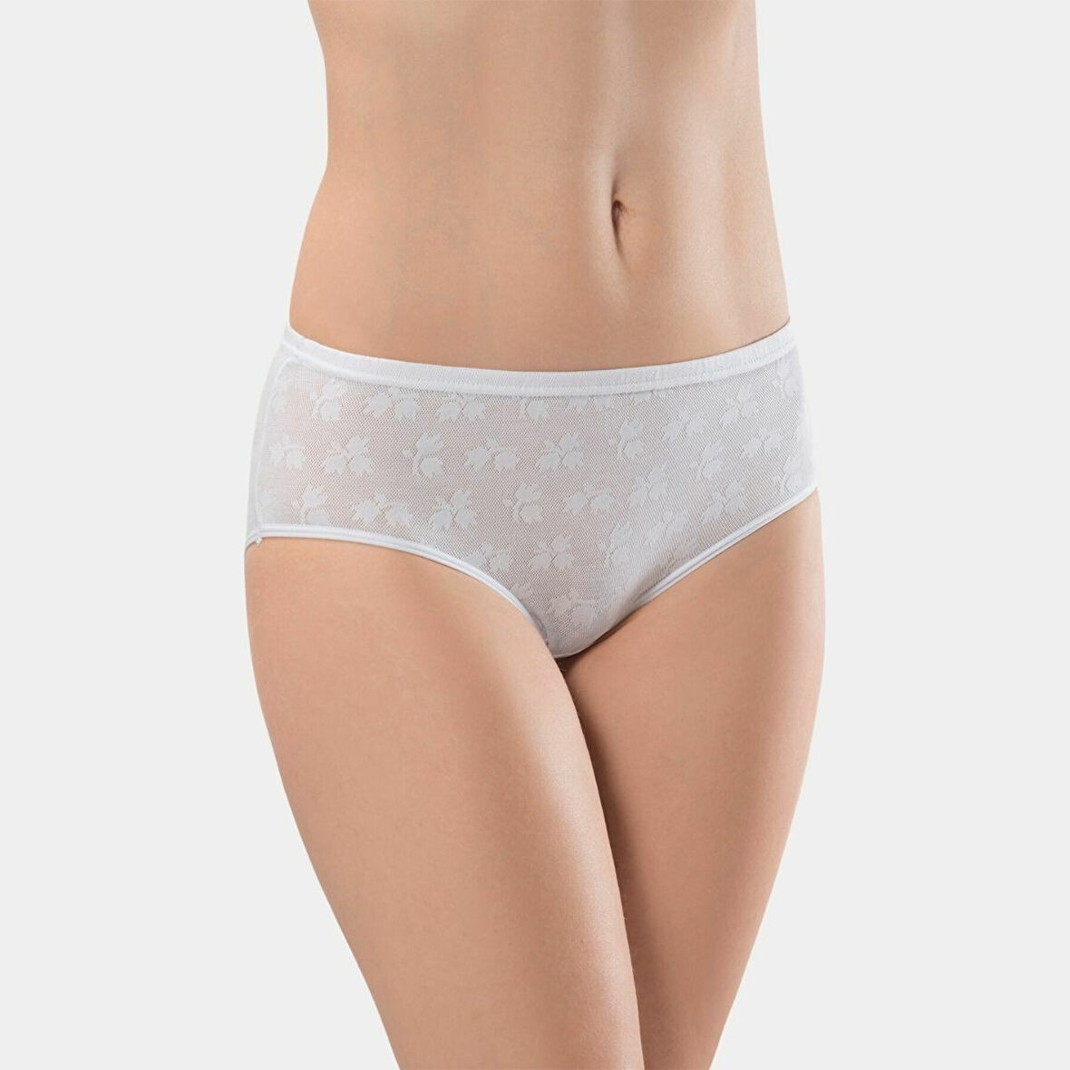 Türen Kadın Jakarlı Pamuklu Bikini Külot 283/Beyaz