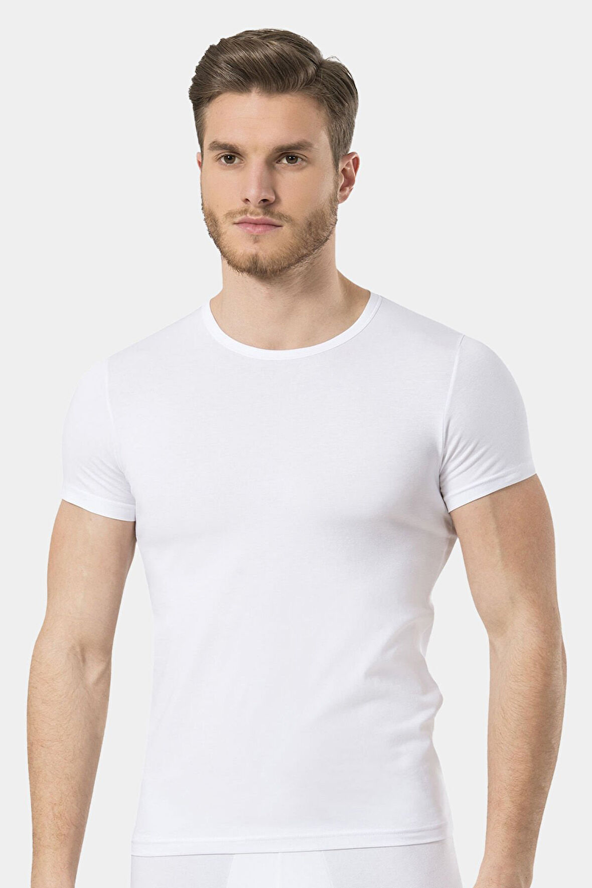 Türen Erkek Likralı T-Shirt 169/Beyaz