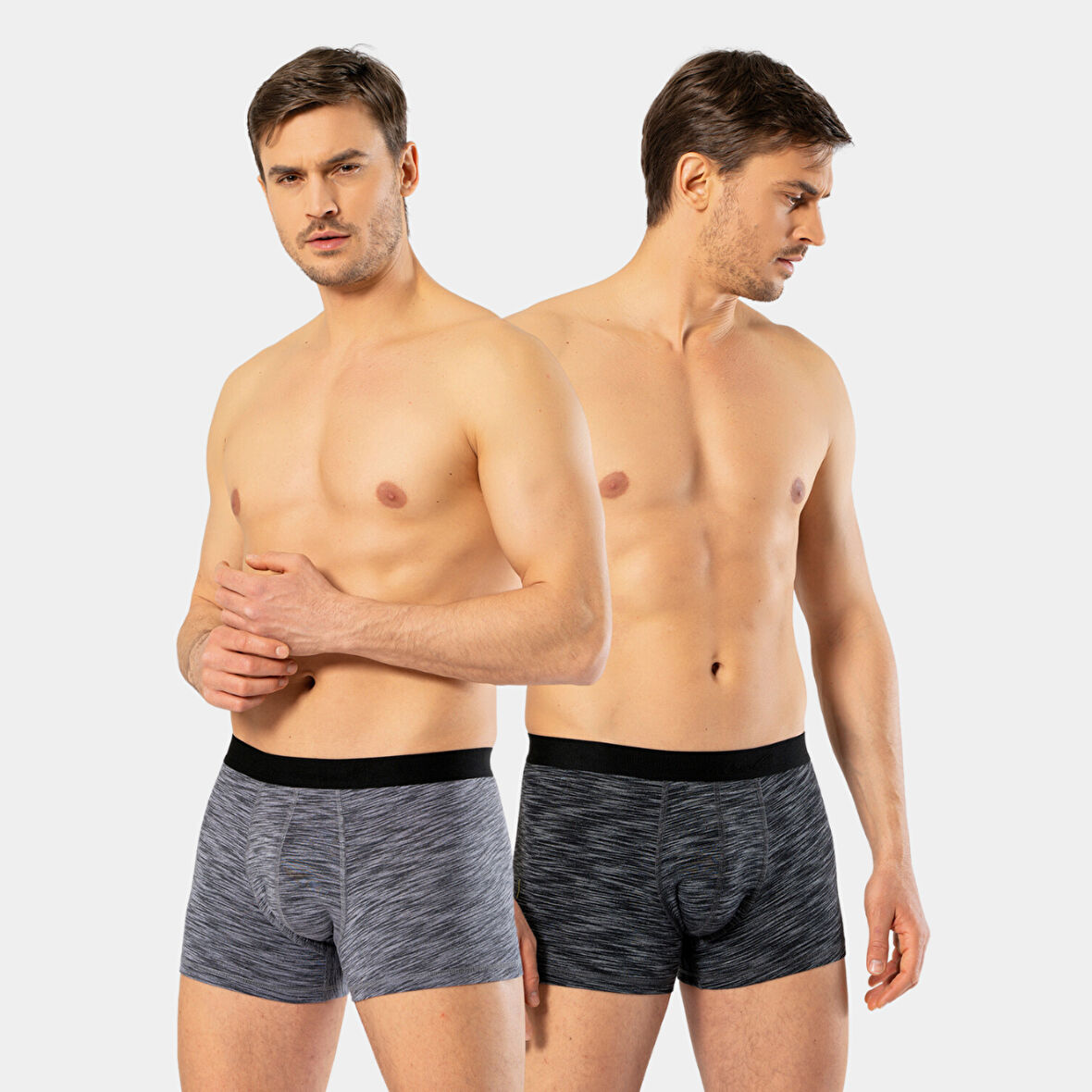 Cacharel Erkek 2'li Inkjet Boxer 1324/Gri-Siyah