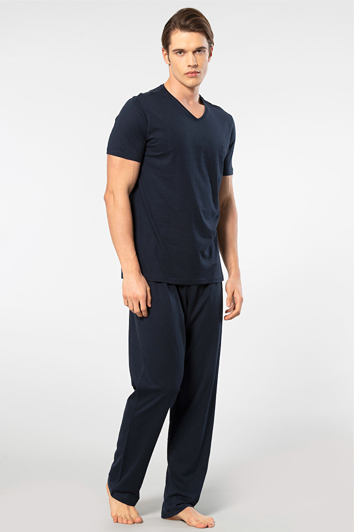 Cacharel Erkek 2192/Lacivert Kısa Kollu Modal Pijama Takımı