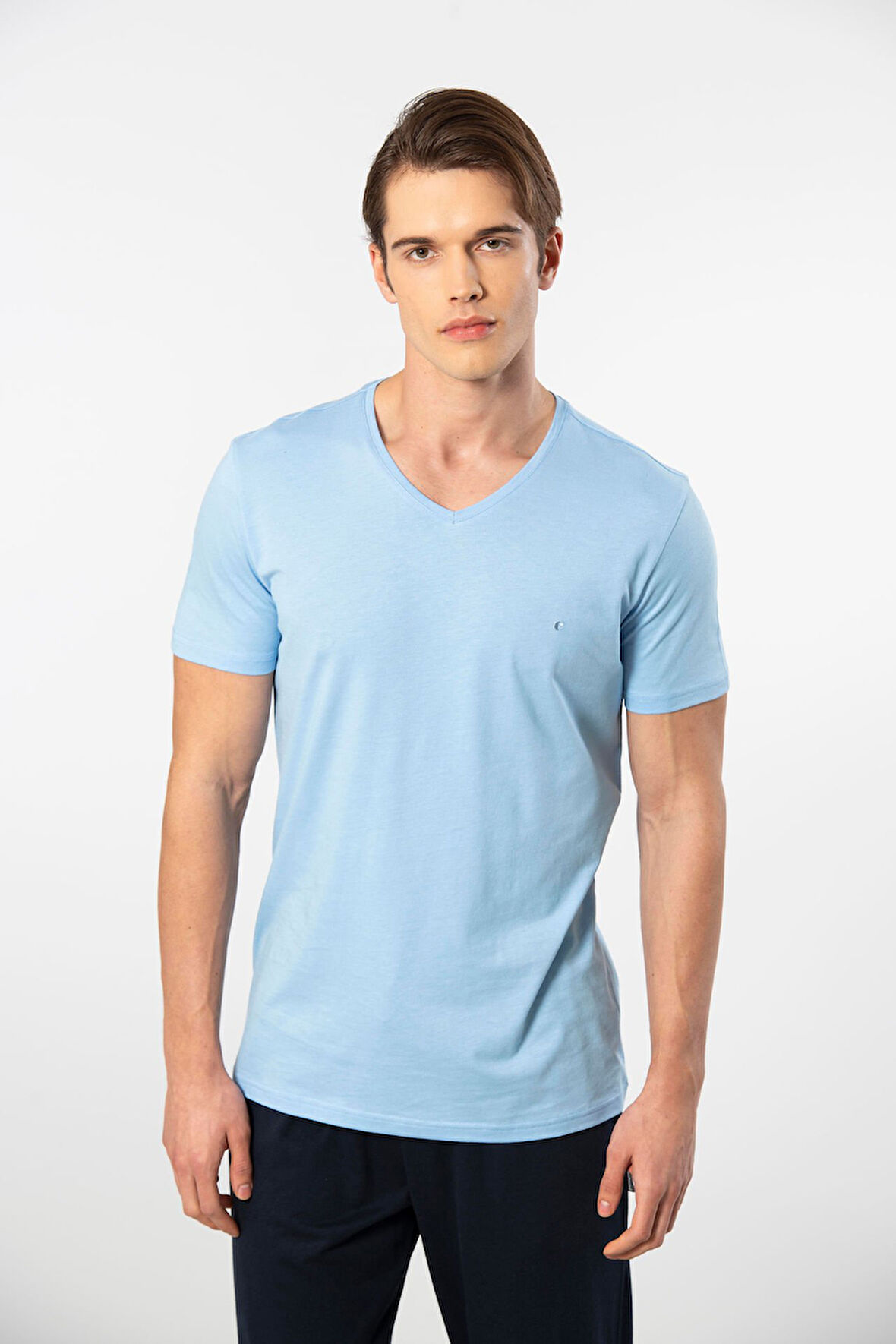 Cacharel Erkek V Yaka T-shirt 2170/Açık Mavi