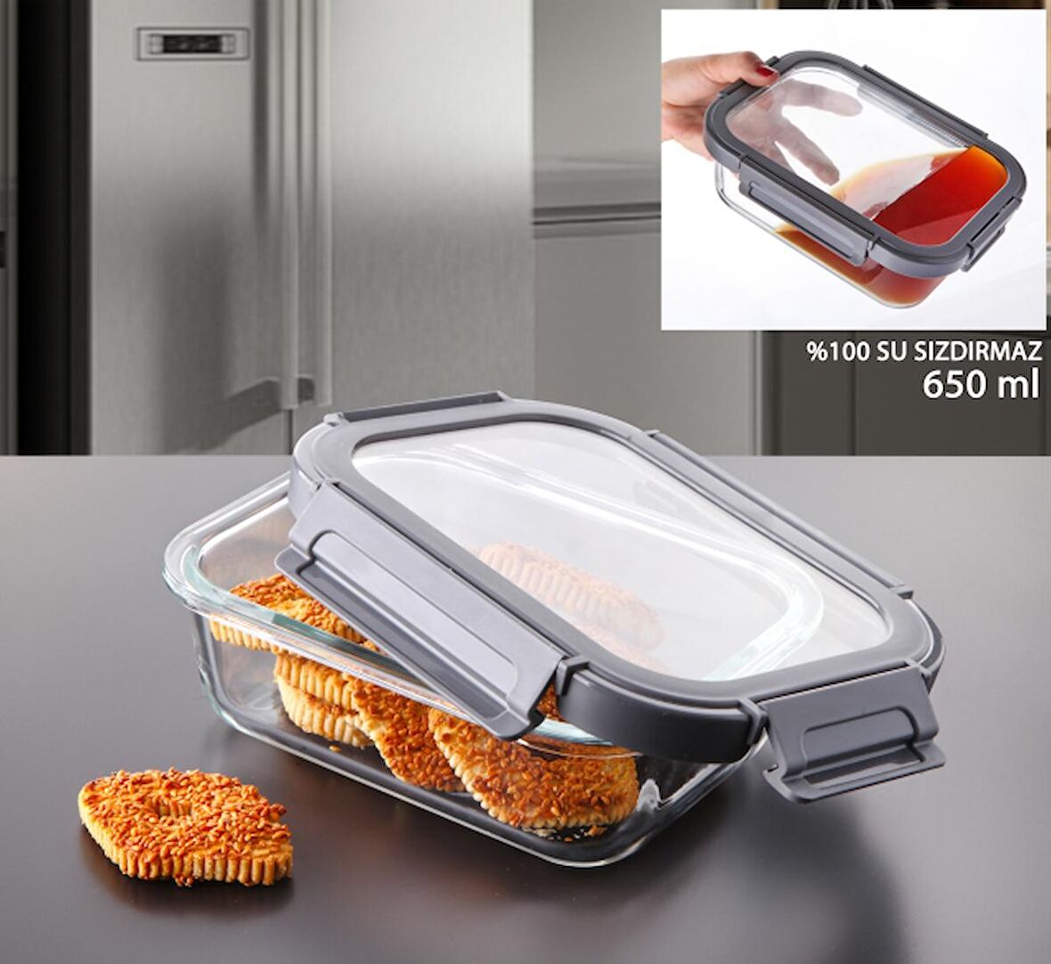 Gönül Cam Saklama Kabı Isıya Dayanıklı 650 Ml G3363