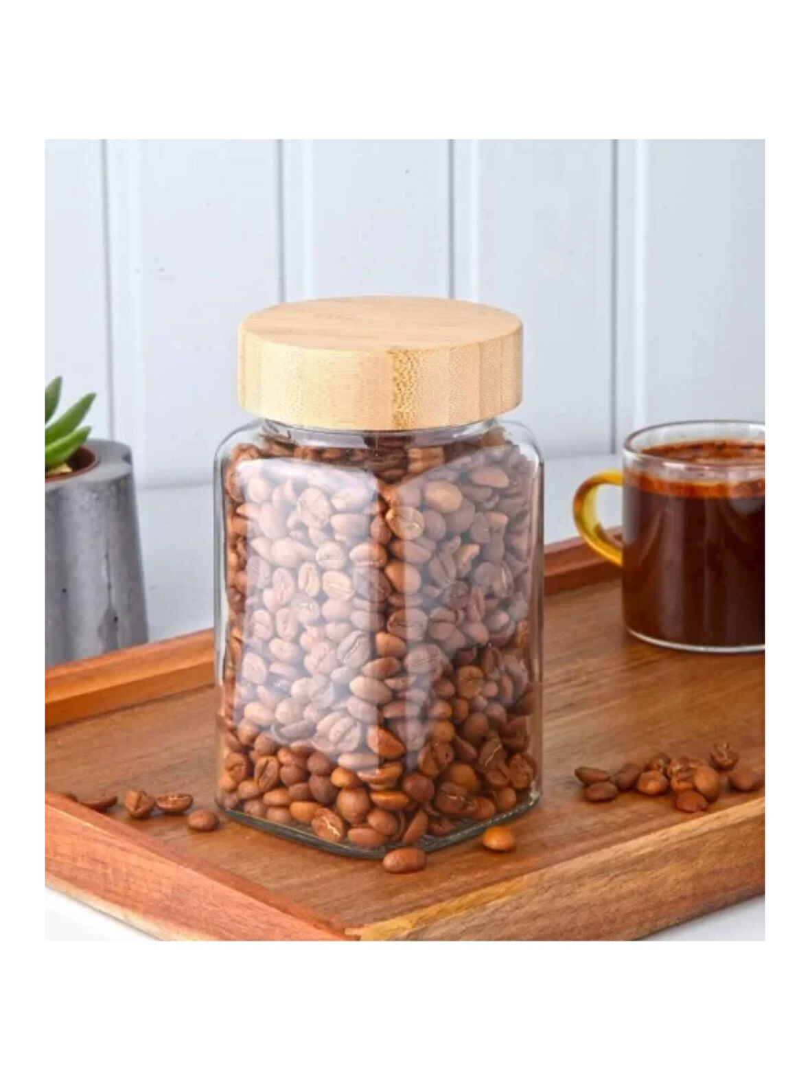 Gönül GNL 3861 Bambu Kapaklı Cam Kavanoz 450 cc