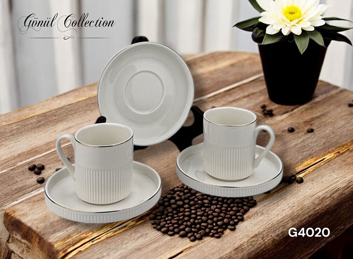 Gönül Kahve Takımı Sade Çizgi Form G4020 